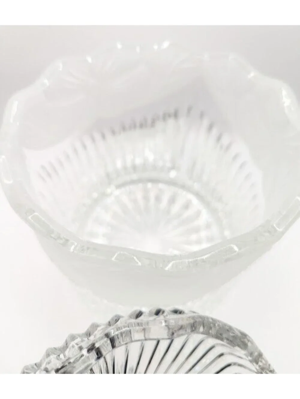 Vintage Lead Crystal Biscuit Cookie Jar With Lid Frosted Etched Floral